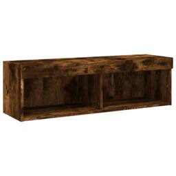 Berkfield Home TV Cabinet with LED Lights Smoked Oak 100x30x30 cm in Brown - Size: 100 x 30 x 30 cm - thumbnail 9