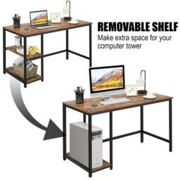 Costway 120x60cm Computer Desk Industrial Writing Table w/Storage Shelves in Brown - Size: 120x60 cm - thumbnail 5