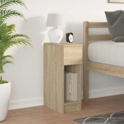 Berkfield Home Bedside Cabinet with Drawer Sonoma Oak 20x36x60 cm in Brown - Size: 20 x 36 x 60 cm - thumbnail 3