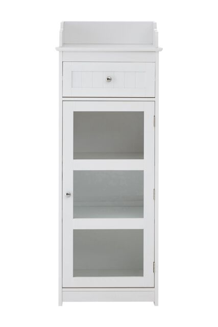 Orsina Practical Design Glass Door Floor Standing Cabinet, Big Impact Display Cabinet, Slim Storage Unit in White - image 1