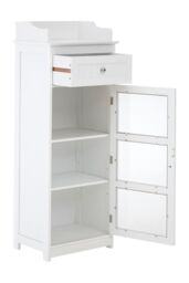 Orsina Practical Design Glass Door Floor Standing Cabinet, Big Impact Display Cabinet, Slim Storage Unit in White - thumbnail 5