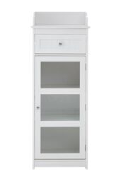 Orsina Practical Design Glass Door Floor Standing Cabinet, Big Impact Display Cabinet, Slim Storage Unit in White