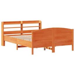 Berkfield Home Bed Frame without Mattress Wax Brown 135x190 cm Double Solid Wood Pine - thumbnail 3