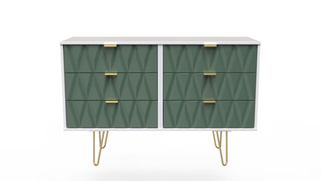 Ready Assembled 2 U Dallas 6 Drawer Wide Chest (Ready Assembled) in Green - image 1