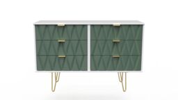 Ready Assembled 2 U Dallas 6 Drawer Wide Chest (Ready Assembled) in Green - thumbnail 1
