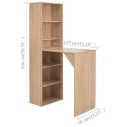 Berkfield Home Bar Table with Cabinet Oak 115x59x200 cm in Light Tan - Size: 115 x 59 x 200 cm - thumbnail 6
