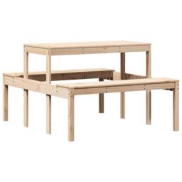 Berkfield Home Picnic Table 110x134x75 cm Solid Wood Pine in Light Brown - Size: 110 x 134 x 75 cm - thumbnail 6