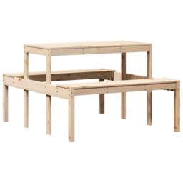 Berkfield Home Picnic Table 110x134x75 cm Solid Wood Pine in Light Brown - Size: 110 x 134 x 75 cm - thumbnail 3