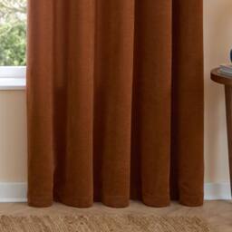 Furn Soft Chenille Blackout Eyelet Curtain Pair in Burnt Orange - Size: 168 cm width x 137 cm drop - thumbnail 7
