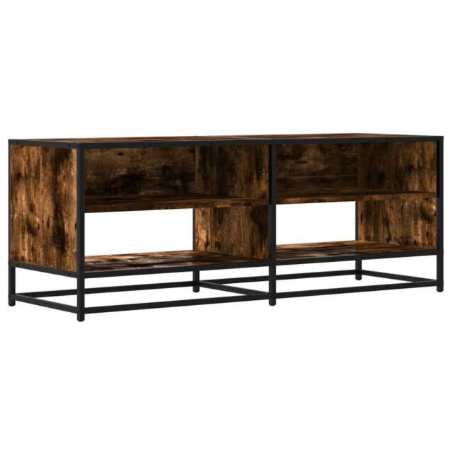 Berkfield Home TV Cabinet Smoked Oak 120.5x40x46 cm Engineered Wood & Metal in Brown - image 1