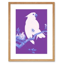"Artery8 Wall Art Print Purple Cockatoo by Ohara Koson Art Black Framed 9x7 inch in Beige - Size: W7"" x H9""" - thumbnail 1