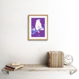 "Artery8 Wall Art Print Purple Cockatoo by Ohara Koson Art Black Framed 9x7 inch in Beige - Size: W7"" x H9""" - thumbnail 2