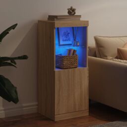 Berkfield Home Sideboard with LED Lights Sonoma Oak 41x37x100 cm in Brown - Size: 41 x 37 x 100 cm - thumbnail 3