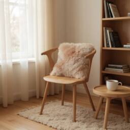 Infinity Leather Natural Sheepskin Real Wool Cushion in Taupe - Size: 40 cm x 40 cm - thumbnail 1