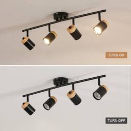 Pheashine Black Wood 4-Light Rotatable Ceiling Spotlight, GU10 Base, Bulbs Not - thumbnail 3