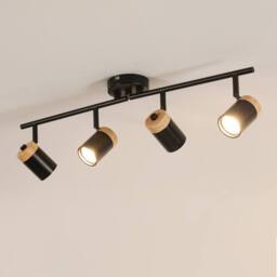 Pheashine Black Wood 4-Light Rotatable Ceiling Spotlight, GU10 Base, Bulbs Not