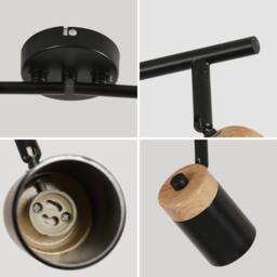 Pheashine Black Wood 4-Light Rotatable Ceiling Spotlight, GU10 Base, Bulbs Not - thumbnail 4