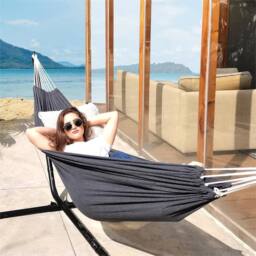 Nordara Double Camping Hammock Lightweight Portable 2 Person Outdoor Bed in Black