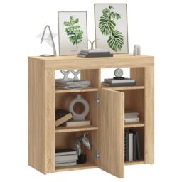 Berkfield Home Sideboard with LED Lights Sonoma Oak 80x35x75 cm in Brown - Size: 80 x 35 x 75 cm - thumbnail 6