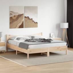 Berkfield Home Bed Frame without Mattress 180x200 cm Super King Solid Wood Pine in Light Tan - thumbnail 2