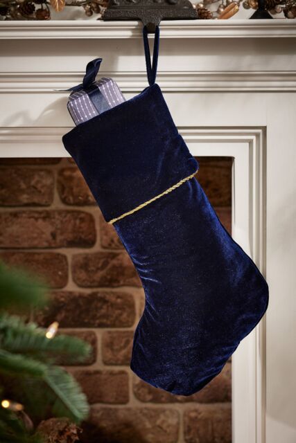 Dibor Set of 4 Blue Knightsbridge Velvet Xmas Gift Christmas Stocking - Size: 4 Pack - image 1