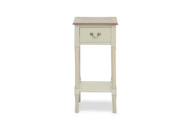 Orsina Ivory Side Table with Drawer, Slim Night Stand End Table with Bottom Shelf, Bedside Night Table for Home in White - image 1
