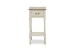 Orsina Ivory Side Table with Drawer, Slim Night Stand End Table with Bottom Shelf, Bedside Night Table for Home in White