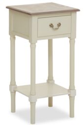 Orsina Ivory Side Table with Drawer, Slim Night Stand End Table with Bottom Shelf, Bedside Night Table for Home in White - thumbnail 2