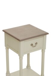 Orsina Ivory Side Table with Drawer, Slim Night Stand End Table with Bottom Shelf, Bedside Night Table for Home in White - thumbnail 6