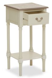 Orsina Ivory Side Table with Drawer, Slim Night Stand End Table with Bottom Shelf, Bedside Night Table for Home in White - thumbnail 3