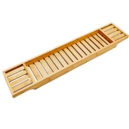 Almineez Bamboo Wood Bath Tub Caddy Rack Tray in Natural - thumbnail 1