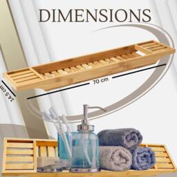 Almineez Bamboo Wood Bath Tub Caddy Rack Tray in Natural - thumbnail 6