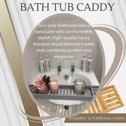 Almineez Bamboo Wood Bath Tub Caddy Rack Tray in Natural - thumbnail 5
