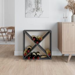 Berkfield Home Wine Cabinet Grey 62x25x62 cm Solid Wood Pine - Size: 62 x 25 x 62 cm - thumbnail 3