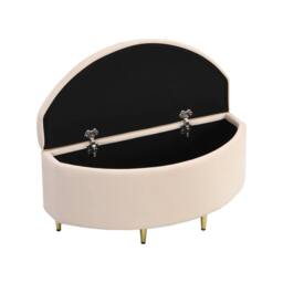 BTM Upholstered storage bench with metal legs for hallway or living room in Beige - thumbnail 4