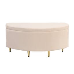 BTM Upholstered storage bench with metal legs for hallway or living room in Beige - thumbnail 5