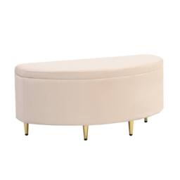 BTM Upholstered storage bench with metal legs for hallway or living room in Beige - thumbnail 6