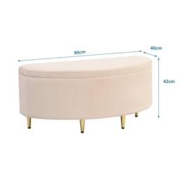 BTM Upholstered storage bench with metal legs for hallway or living room in Beige - thumbnail 3