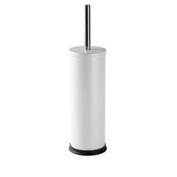 Harbour Housewares Round Toilet Brush & Holder - Cleaning Brush Set with Non Slip Base in Off-White