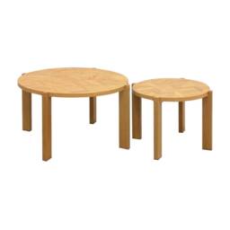 sweeek Set of 2 vintage nesting tables with round chevron effect tops in Beige - thumbnail 2