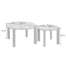 sweeek Set of 2 vintage nesting tables with round chevron effect tops in Beige - thumbnail 5