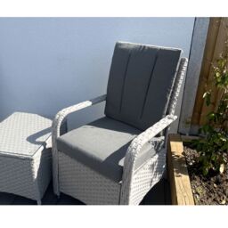 Outdoor Living Leigh Wicker Rattan Natural Bistro Set with Outdoor Cushions in Light Grey - thumbnail 4