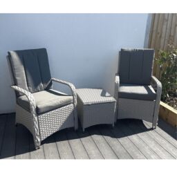 Outdoor Living Leigh Wicker Rattan Natural Bistro Set with Outdoor Cushions in Light Grey - thumbnail 6