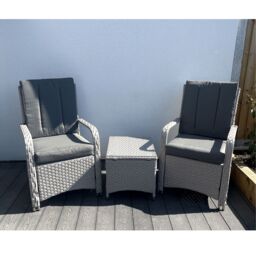 Outdoor Living Leigh Wicker Rattan Natural Bistro Set with Outdoor Cushions in Light Grey - thumbnail 5