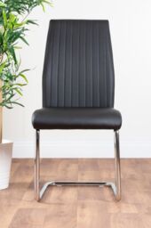 FurnitureboxUK Santorini Brown Wood Effect Dining Table & 6 Black Lorenzo Chairs - thumbnail 4
