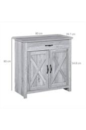 ERGOVEXA Farmhouse Barn Door Sideboard Storage Cabinet Coffee Bar - Grey Grain - thumbnail 2