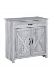 ERGOVEXA Farmhouse Barn Door Sideboard Storage Cabinet Coffee Bar - Grey Grain