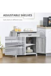 ERGOVEXA Farmhouse Barn Door Sideboard Storage Cabinet Coffee Bar - Grey Grain - thumbnail 4