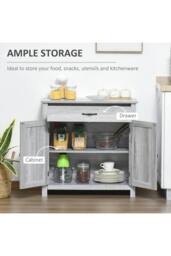 ERGOVEXA Farmhouse Barn Door Sideboard Storage Cabinet Coffee Bar - Grey Grain - thumbnail 3