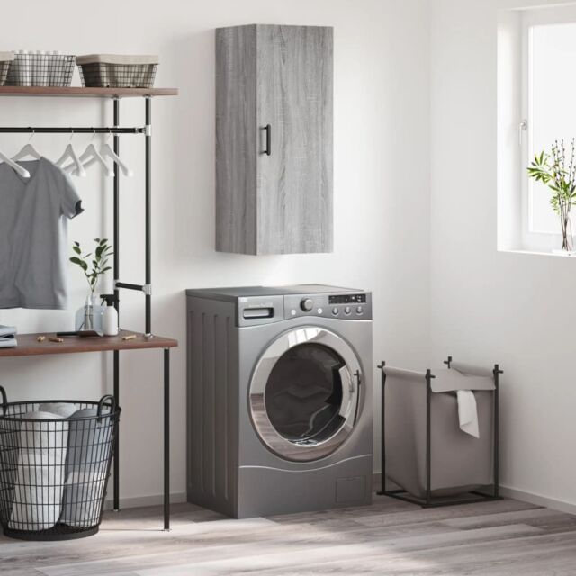 Berkfield Home Wall Mounted Cabinet Grey Sonoma 34.5x34x90 cm - image 1